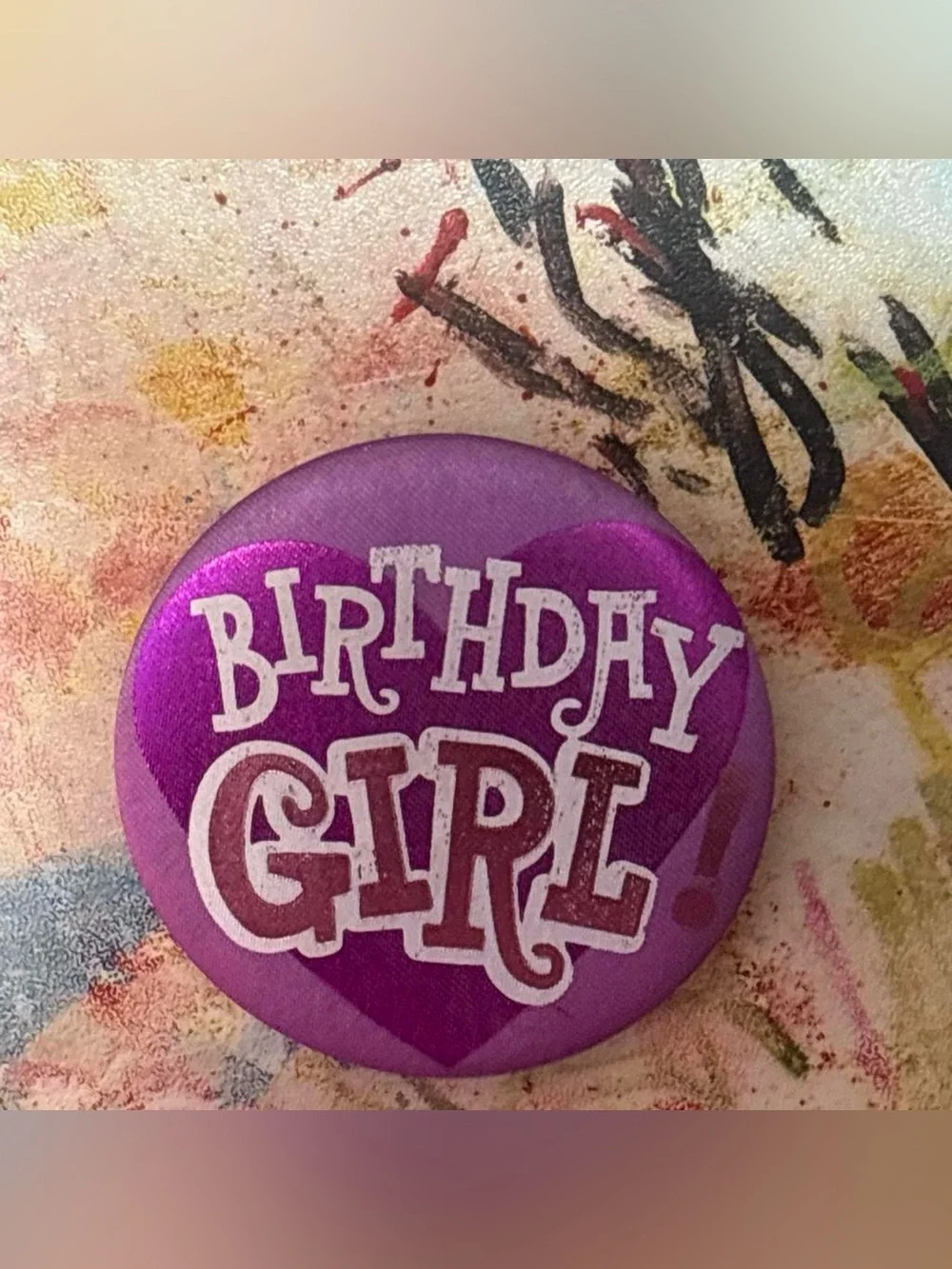 Birthday Girl Purple Button Pin